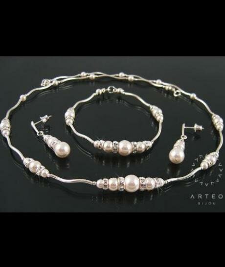 Komplet Swarovski białe perłi i cyrkonie 1633 