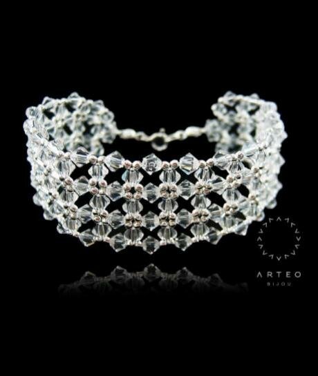Biżuteria ślubna - bransoleta Swarovski Crystal (szeroka) 172